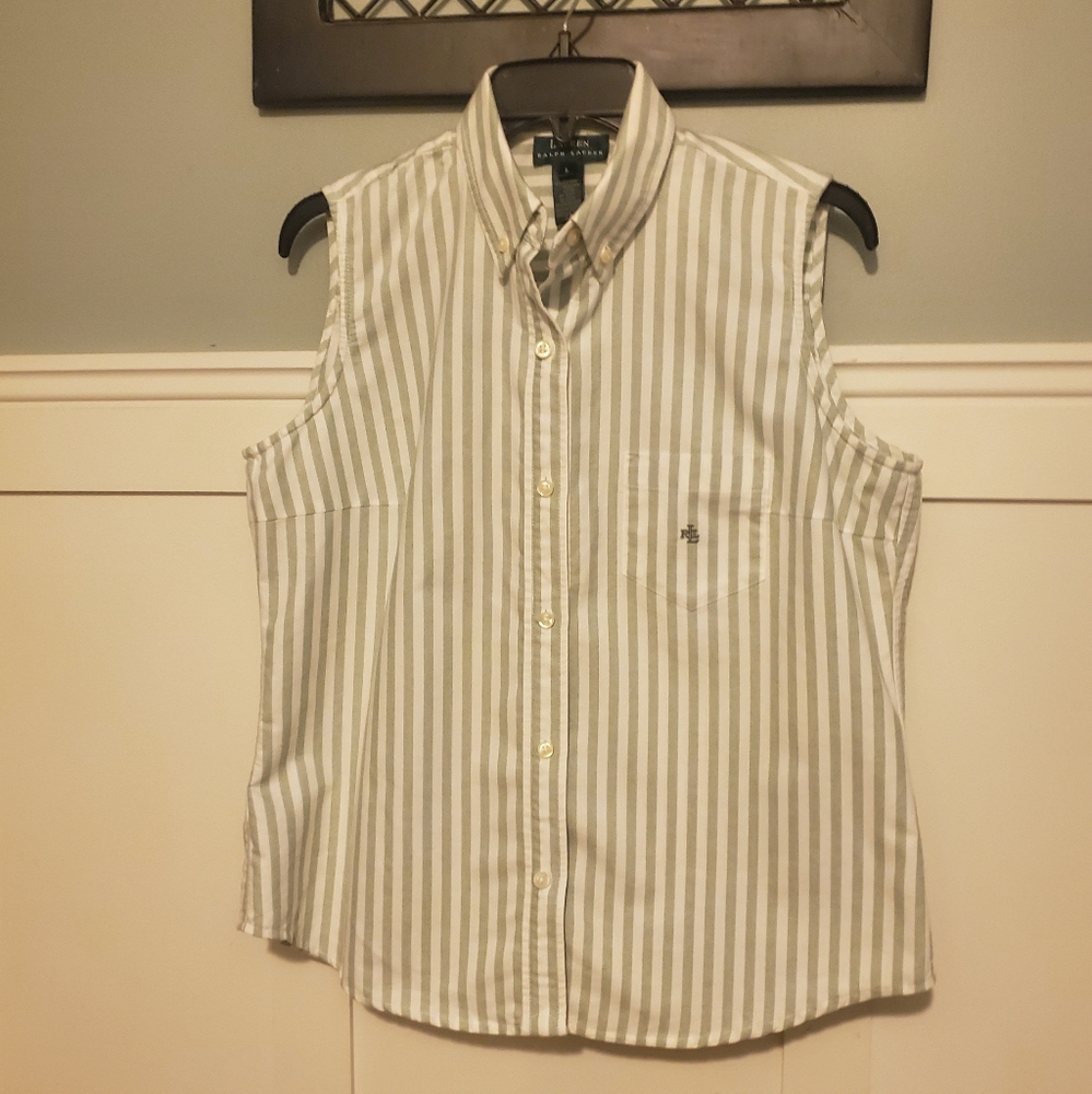 Ralph Lauren, size large, green and white